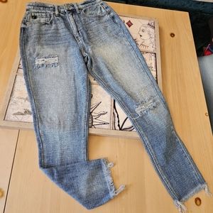 KanCan Buckle Stone Washed Skinny Distressed Jean's